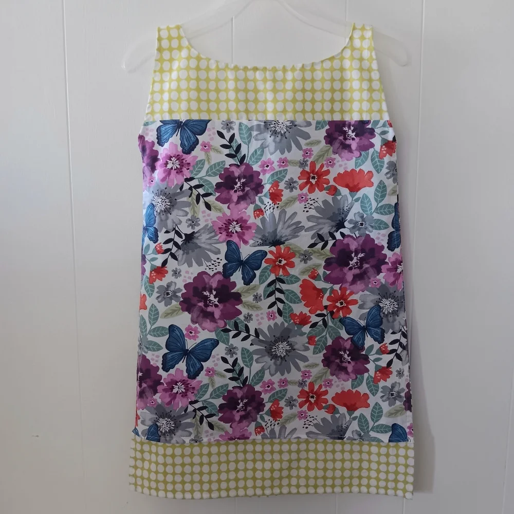 Hand Crafted Girls Floral Butterfly Polka Dot Sleeveless Pocket Dress 6/8